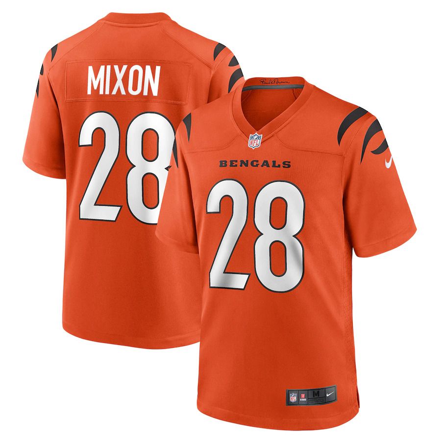 Men Cincinnati Bengals 28 Joe Mixon Nike Orange Game NFL Jersey